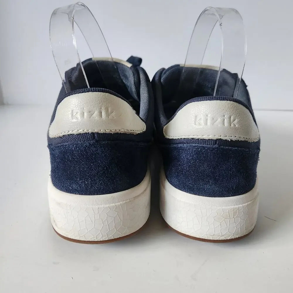 Kizik Prague Hands Free Sneakers Navy Blue Canvas Slip On Shoes SZ M8.5W W10W